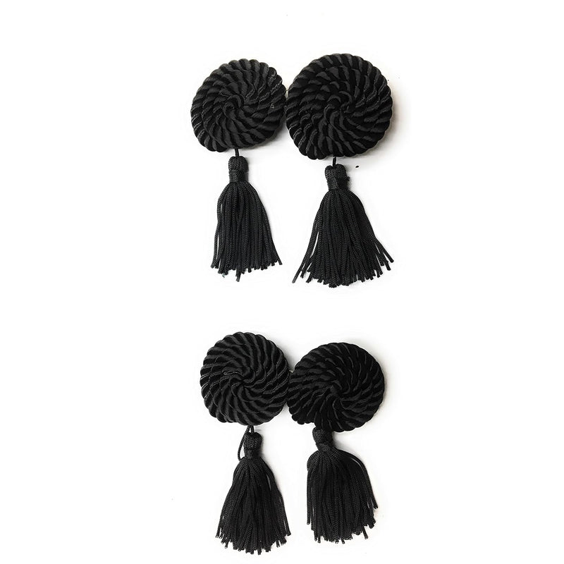 Decorative Black Chinese Frog With Tassel -Fasteners - Pasemantry Closure -But