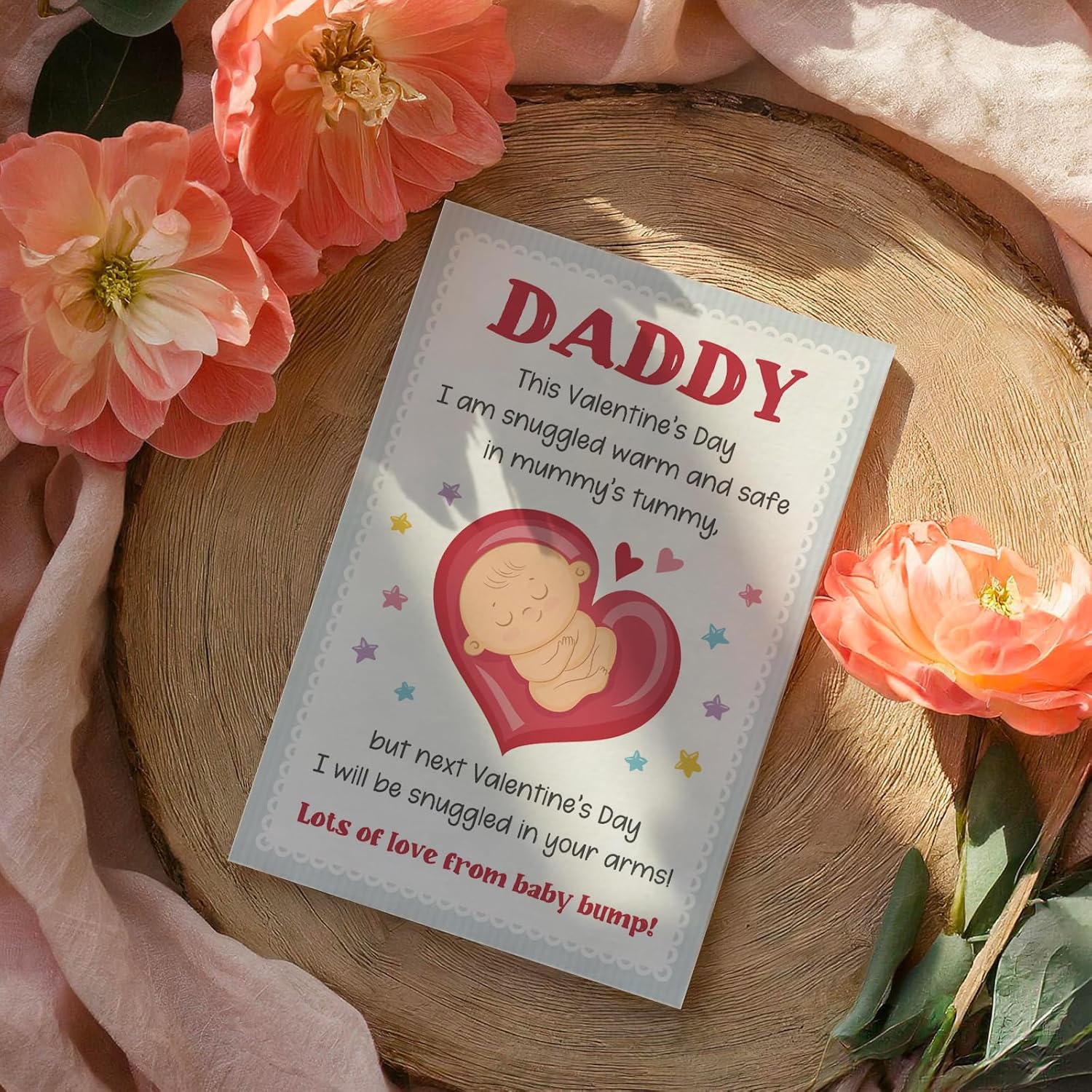 Cute Dad First Valentine'S Day Card From Baby, Happy First Valentine'S Day Card As Dad, Daddy 1St Valentines Cards From Son Daughter