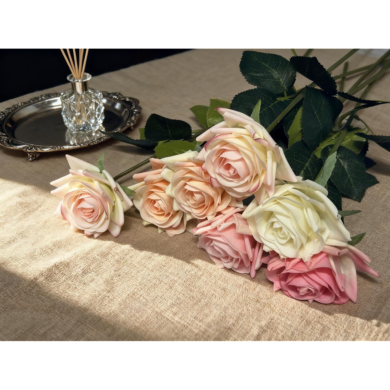 Real Touch Moisturizing Rose Bouquet - 19 Pieces 43Cm Artificial Flowers For Wedding Home Decoration,Gift Box Handheld Flowers For Various Festivals (19-Flower Gift Box Set (Excluding Vase))