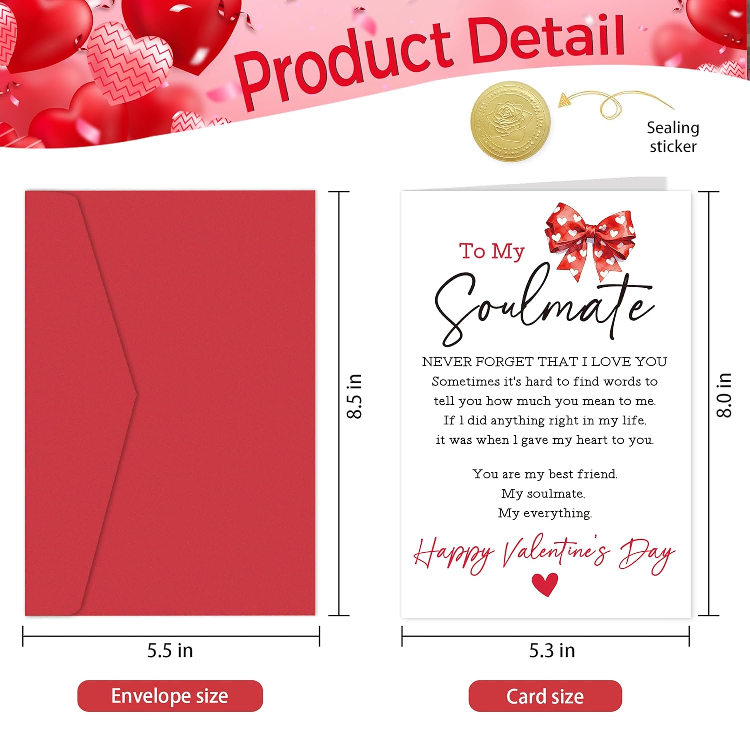 Soulmate Valentine'S Day Card For Him Her, Romantic Love Poem Vday Gift For Husband Wife Boyfriend Girlfriend, Sweet Valentines Day Card For Partner