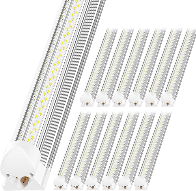 12 Pack 4FT LED Shop Lights 50W 7500LM 6000K V Shape Linkable Ceiling Fixtures with Switch