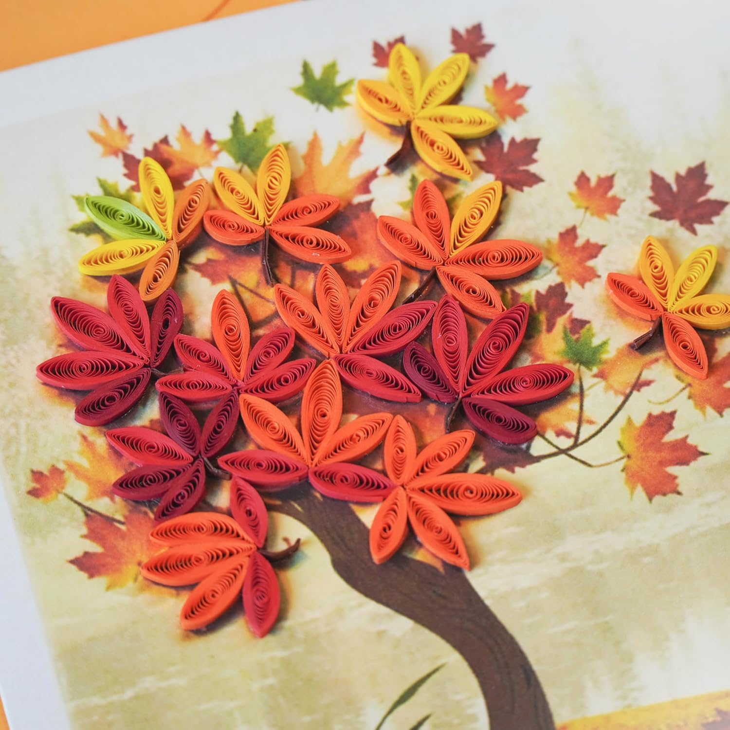 Unique Quilling Card - Autumn Maple Tree Design | Handmade Greeting Card For Birthday, Anniversary, Thanksgiving, Thank You, Friends & Loved Ones