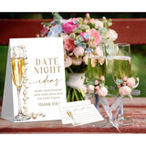 Pearls And Prosecco Bridal Shower Decorations - Date Night Ideas Games, 1 Sign And 50 Date Night Ideas Cards For Bachelorette Engagement Wedding Shower Decorations, 50 Guests