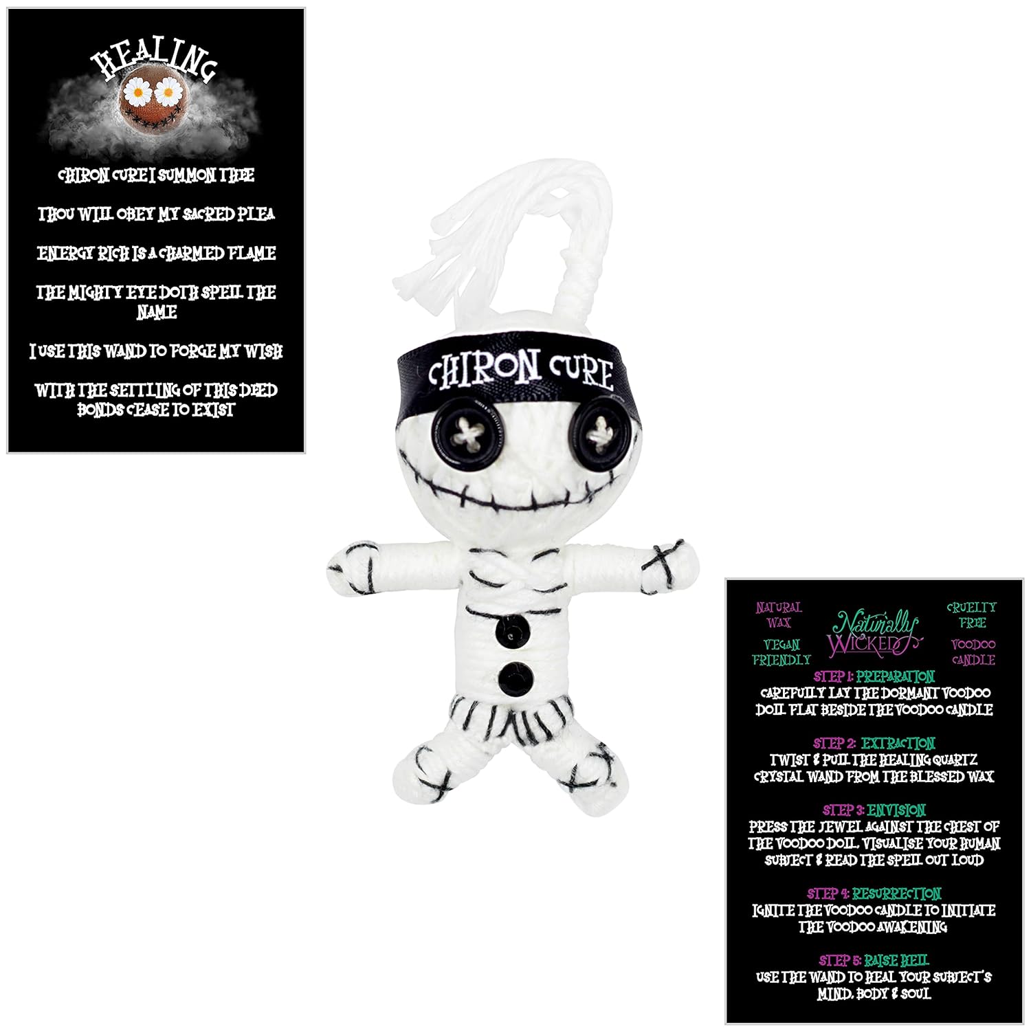 Voodoo Healing Candle Set - Inc. Voodoo Doll, Crystal, Wood Wick, Vanilla Vibes Scent & Gift Box