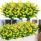 6 Bundles Outdoor Artificial Flowers Uv Resistant Fake Boxwood Plants, Faux Plastic Greenery For Indoor Outside Hanging Plants Garden Porch Window Box Home Wedding Farmhouse Decor (Yellow)