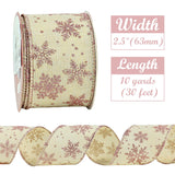 Snowflake Christmas Ribbon Wired Rose Gold Snowflake Burlap Ribbon For Tree, Bows Making, Wreaths, Gift Wrapping, Home Decor, Garland, Crafts-2.5 Inch X 10 Yards