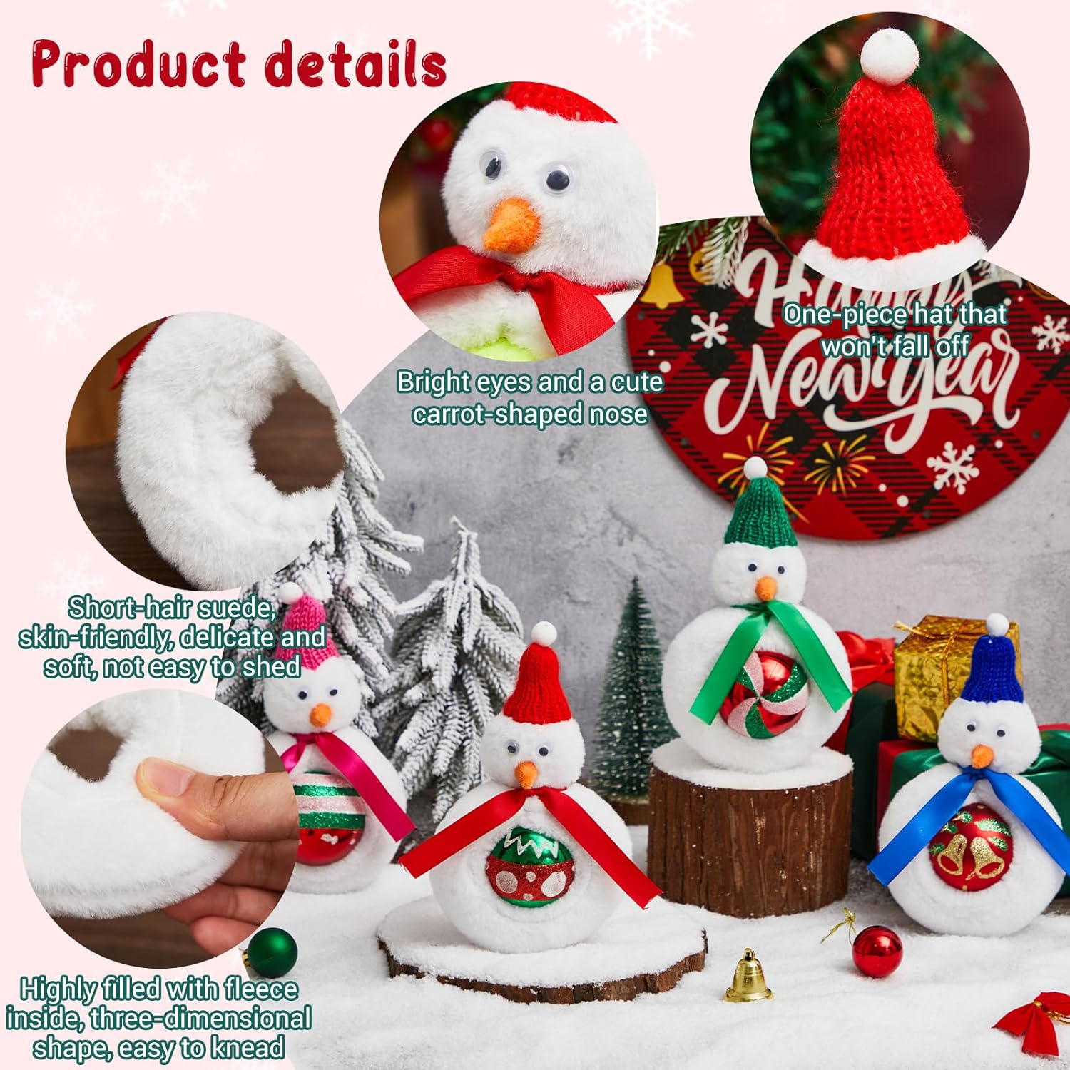 4 Pcs Snowman Plush Gift Decor For Christmas Stocking Stuffer Chocolate Cover And Candies Cover For Christmas Box Fillers