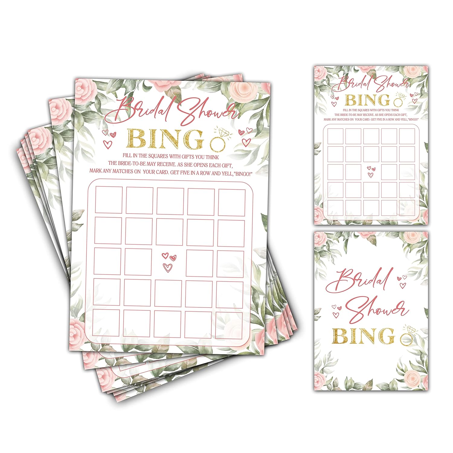 Bridal Shower Games - Bridal Shower Bingo Wedding Party Game - Boho Floral Greenery Bachelorette/Engagement Party Supplies Activities - Pack Of 30 Game Cards (A15)
