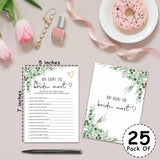 Bridal Shower Party Games, Who Knows The Bride Most, 25 Reusable Wedding Party Game Cards, 5" X 7" Modern Design, Adults 18+
