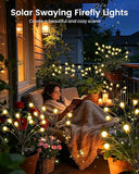 6 Pack Solar Garden Lights 48 LED Warm White Firefly Fairy Outdoor Swaying Lights Waterproof for Patio Pathway Decor