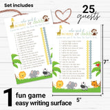 Cute Jungle Baby Shower Games - 25 Guess Who Mommy Or Daddy Game Cards - Fun Gender Reveal Guessing Activities For Guests - Safari Theme For Boy Or Girl