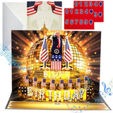 Birthday Card, Talking Donald President Greeting Cards With Real Voice Message & Light For Men And Women, Parents, Couples (Birthday -Golden Cake)
