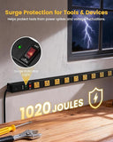 12 Outlet Industrial Long Power Strip Surge Protector 15Ft Cord Flat Plug