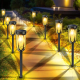 8 Pack Solar Pathway Lights IP65 Waterproof Warm White Auto On Off Garden Lights