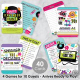 Big Dot of Happiness Through the Decades - 4 50s, 60s, 70s, 80s, and 90s Party Games - 10 Cards Each - Gamerific Bundle