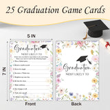 Graduation Games Cards 25Pcs, Wildflowers Grad Party Game Cards, Grad Celebration, Graduation Party Games Ideas Activities Supplies, High School College Graduation Party Decorations -A07