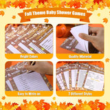 142 Pcs Thanksgiving Baby Shower Games Set - 130 Fall Baby Shower Game Activity Cards With 12 Pencils For Thanksgiving Pumpkin Autumn Party Favors - Rustic Gender Reveal Party Neutral