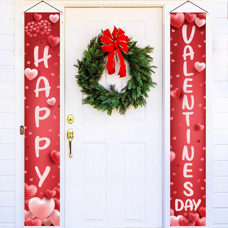 , Happy Valentines Day Door Banner - Xtralarge, 72X12 Inch | Red Valen