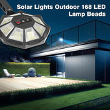 4 Pack 168 LED Solar Flood Lights 6500K IP66 Waterproof Motion Sensor Street Lights