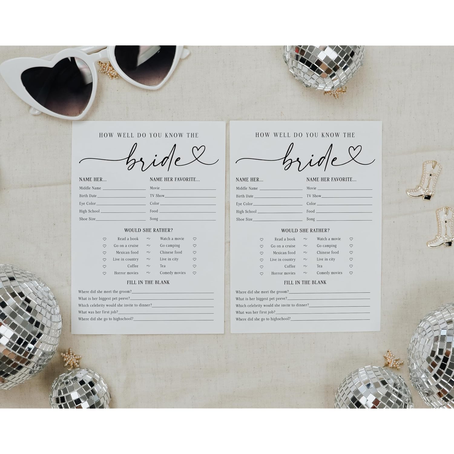 How Well Do You Know The Bride Bridal Shower Game, Fun Wedding Shower Games And Activities, Would She Rather, 50 Count