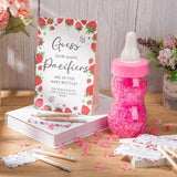 512 Pcs Baby Shower Games Guess How Many Pacifiers Sign 100 Small Guessing Games 10 Hb Pencils 750Ml Milk Bottle 400 Acrylic Pacifiers Decoration For Guest Gender Reveal (Pink,Strawberry)