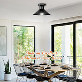 2 Pack Industrial Semi Flush Mount Ceiling Lights Matte Black Farmhouse Fixtures