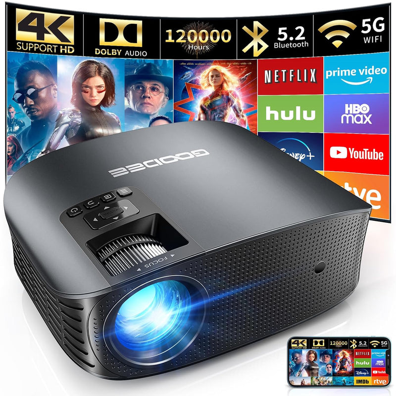 Projector 4K With Wifi And Bluetooth Supported, Fhd 1080P Mini Projector For O