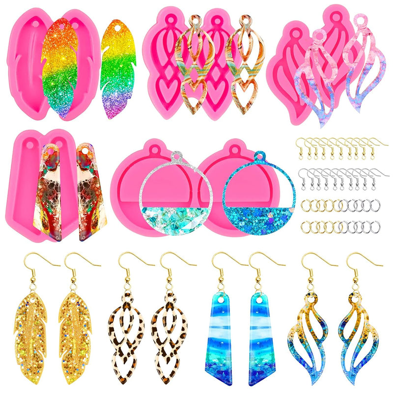 95Pcs Resin Jewelry Molds Kit, 5 Pairs Earring Silicone Molds Epoxy Ca