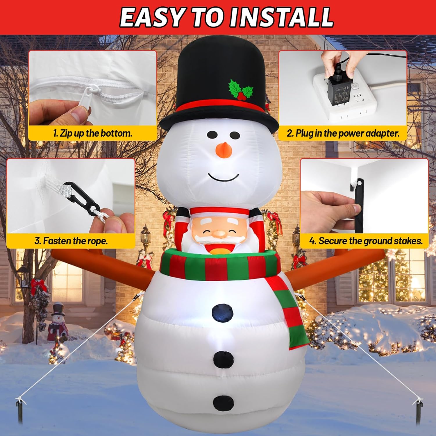6Ft Christmas Inflatable Outdoor Decorations Animated Snowman Santa Claus Pop Up Xmas Blow Ups Holiday Yard Decor With L