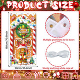 Christmas Gingerbread House Door Cover Decorations Gingerbread House Hanging Banner Candy Cane Wreath Door Banner For Xmas Holiday Candyland Party Backdrop Front Doors Decor 71X35 Inch