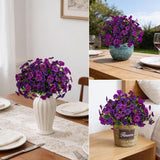 12 Piece Outdoor Artificial Flowers Fake Pansies -Two-Tone Faux Flowers Per Stem, Uv Resistant For Indoor Outdoor Porch Garden Planters Patio Window Box Home Decor(Purplish Red)
