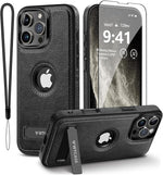 iPhone 16 Pro Max Leather Case, MagSafe, Slim, Built-in Stand, Protective Cover