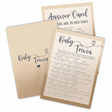 Baby Trivia Game Card For Baby Shower, 5"X 7" Khaki Double Sided Fill-In Game Set For Baby Boy Or Girl, 30 Cards & 1 Answer Card, Gender Reveal Games, Party Favor & Decorations - F6
