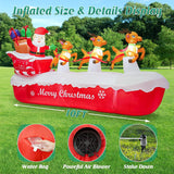 10 Ft Christmas Inflatables Outdoor Decorations Santa Claus On Sleigh, Blow Up Cute Elks Pulling Santa'S Inflatable Yard