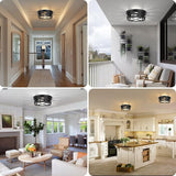 2 Pack Farmhouse Black Ceiling Lights Adjustable Metal Cage Flush Mount Fixtures