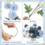 8Pcs 21In Navy Blue Artificial Chrysanthemum Silk Mum Flowers With 5 Heads Ball Faux Kiku Flower Pompom Floral For Spring Summer Table Centerpieces Home Indoor Decoration(White And Navy Blue)