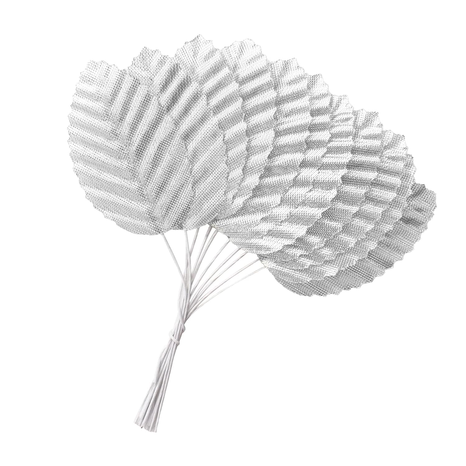200Pcs Artificial Silk Rose Leaves, Fake Faux Wired Single Leaf For Diy Crafts Floral Arrangements Home Kitchen Wedding Garland Party Decorations (Silver)…