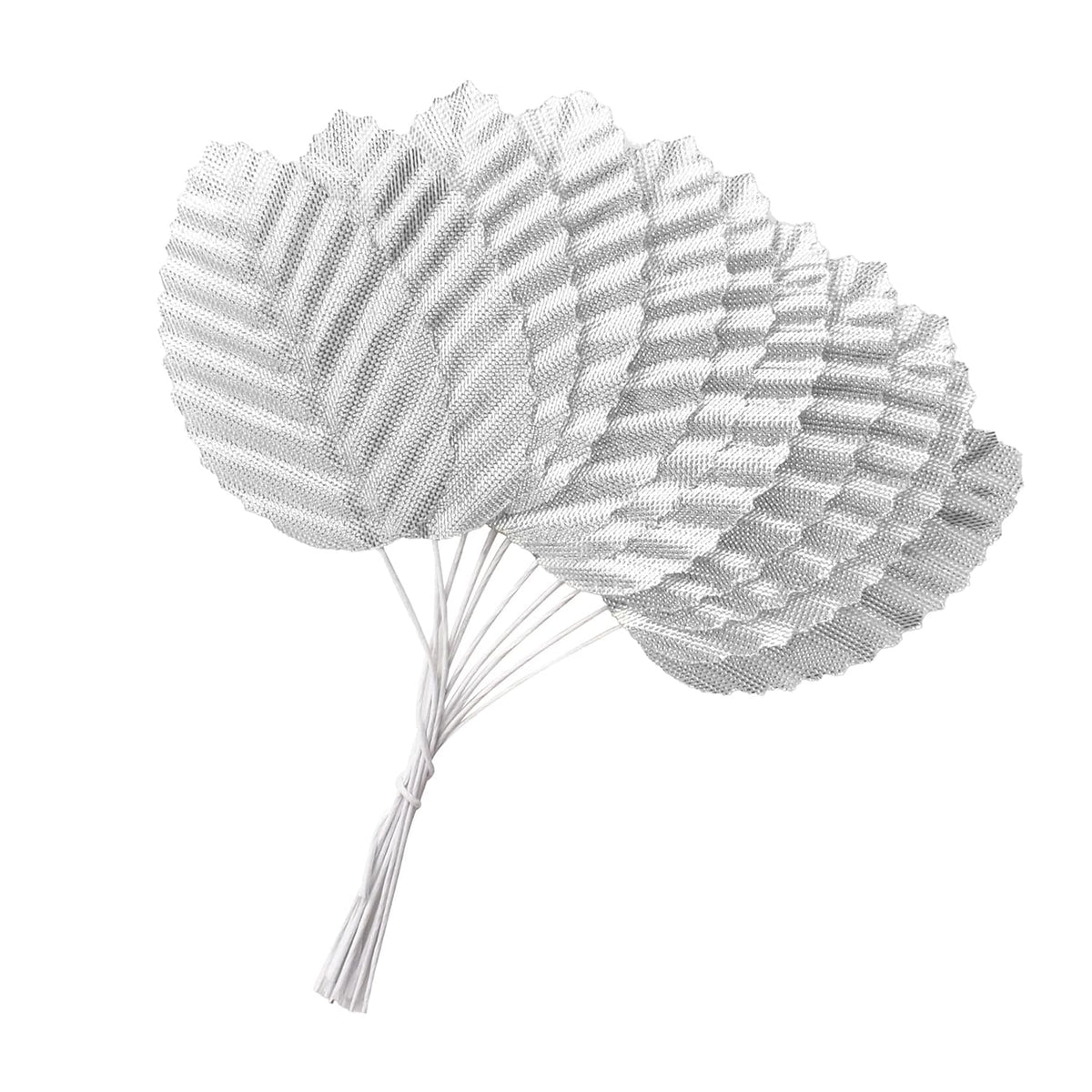 200Pcs Artificial Silk Rose Leaves, Fake Faux Wired Single Leaf For Diy Crafts Floral Arrangements Home Kitchen Wedding Garland Party Decorations (Silver)…