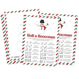 Roll A Snowman Dice Game, Christmas Candy And Family Party Games, Ice Breaker Winter Activity For Teens, 25 Game Cards, 2