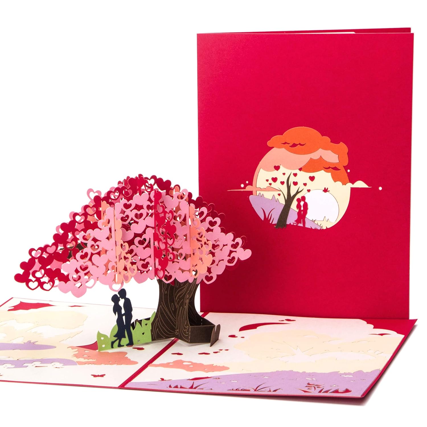 Heart Tree Handmade Pop Up Card For Anniversary Valentines Day Wedding Romantic Gift, Birthday Cards For Wife Husband Couple, 7.9 X 5.9 Inches With Envelope