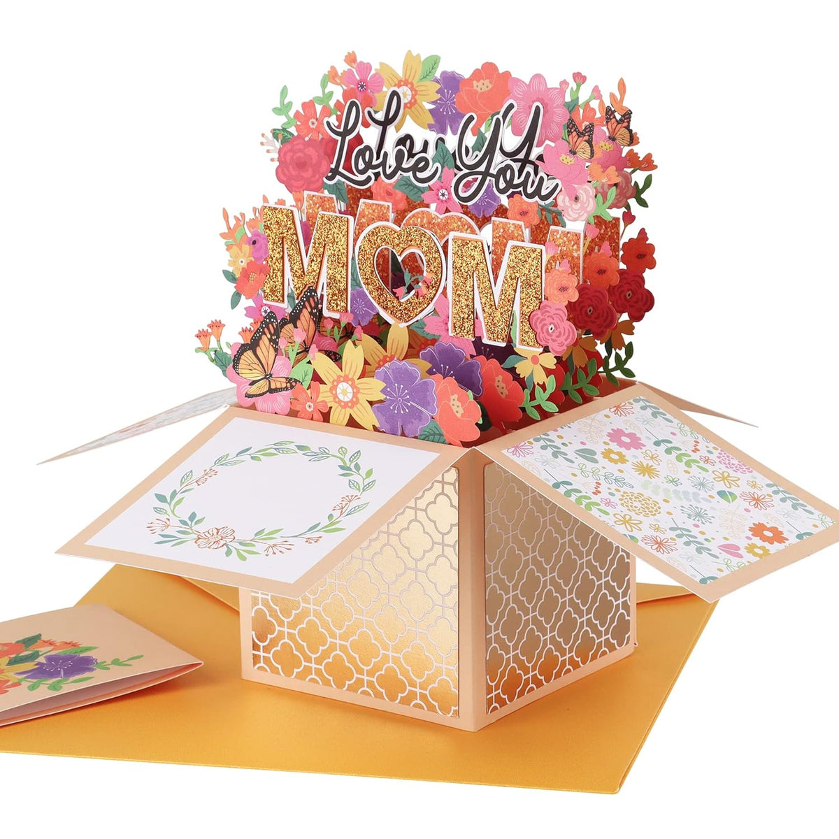 Love You Mom Pop Up Card, 3D Mother'S Day Greeting Card For Mom, Wife, Godmother, Mother In Law, Gift For Birthday - 7.1"X7" - Includes Envelope And Message Note