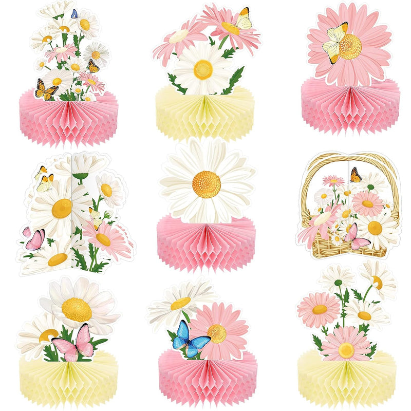 9 Pcs Daisy Flower Birthday Party Decorations Daisy Butterfly Honeycom