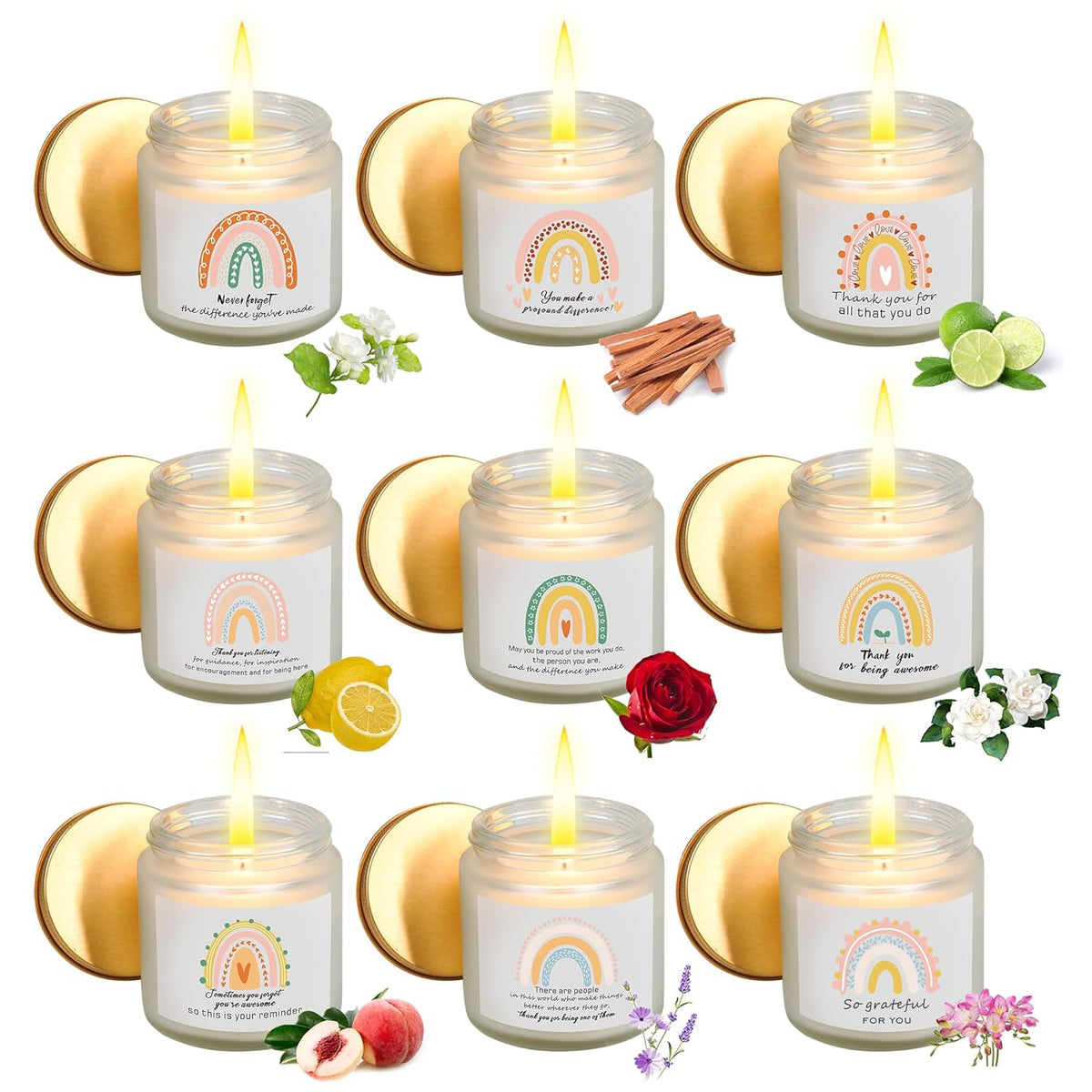 9 Pieces Thank You Appreciation Gifts Thank You Scented Candles 3.5 Oz Awesome Inspirational Candles Christmas Gifts For Employee Coworker Teacher Nurse