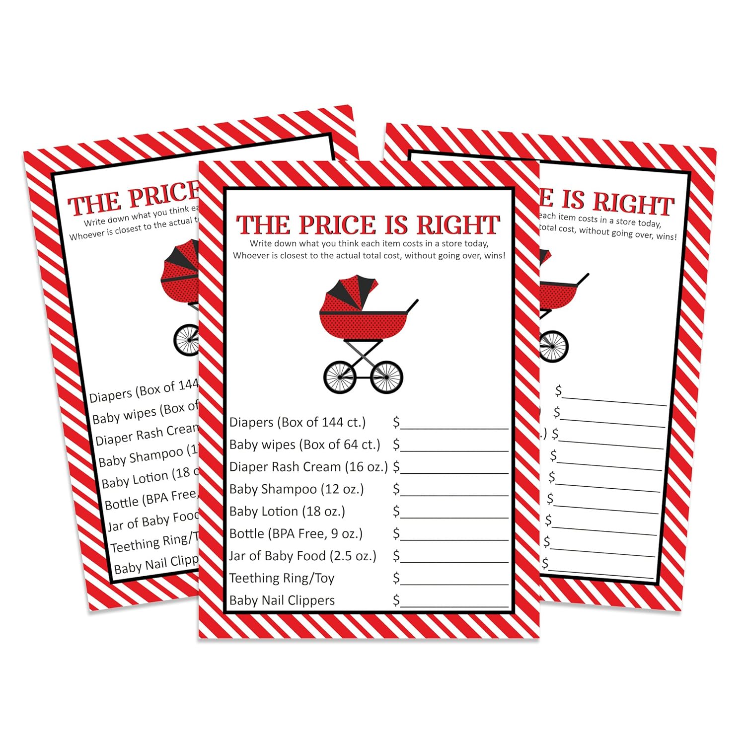 The Price Is Right Baby Shower Game - Girl Baby Shower Fun Party Game Collection, Activities, Decorations, Ladybug Theme Party Supplies - Pack Of 50