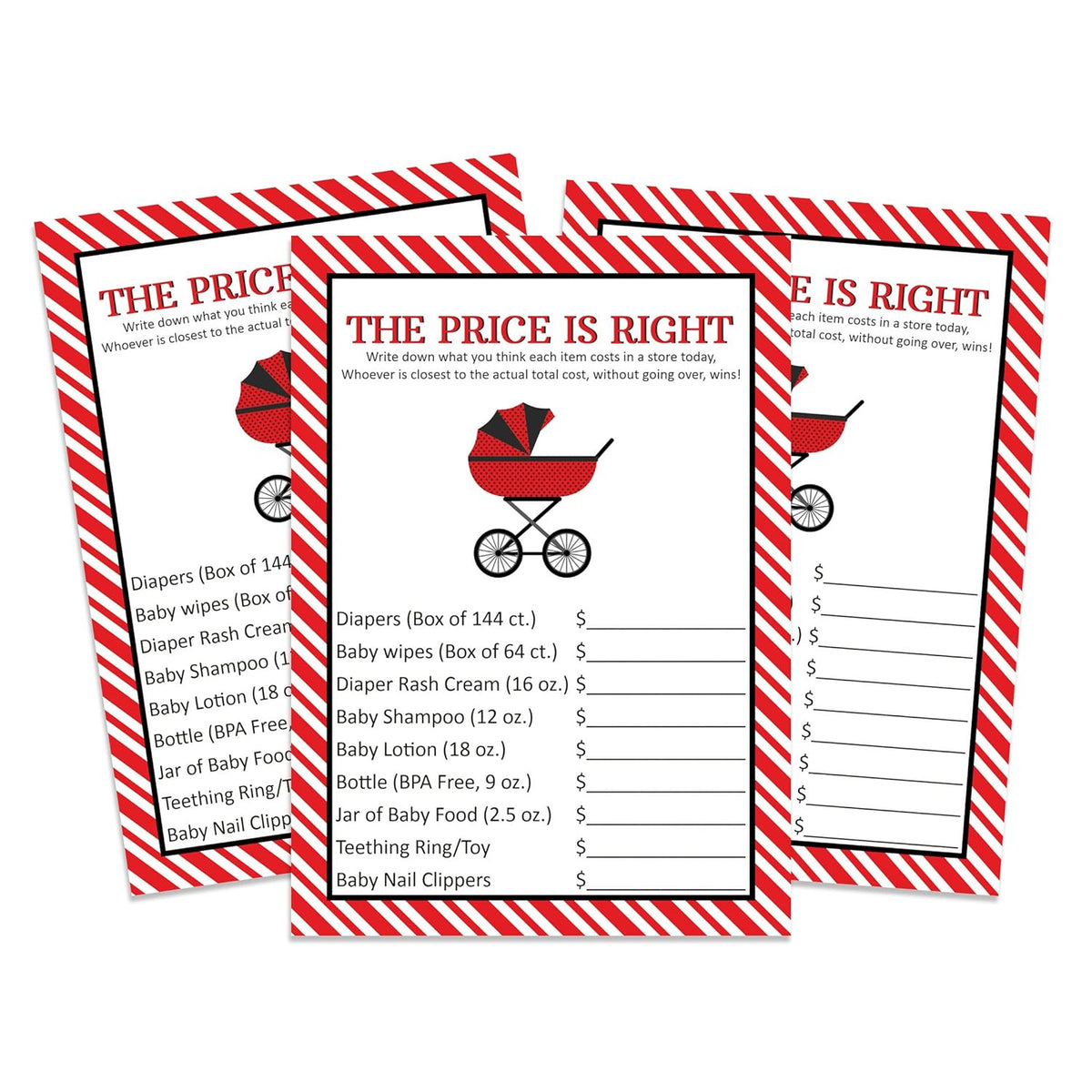 The Price Is Right Baby Shower Game - Girl Baby Shower Fun Party Game Collection, Activities, Decorations, Ladybug Theme Party Supplies - Pack Of 50