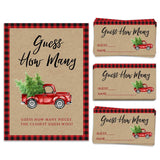 Christmas Party Game - Candy Jar Guessing Activity For A Families And Large Groups, Includes 50 Cards And Matching Sign