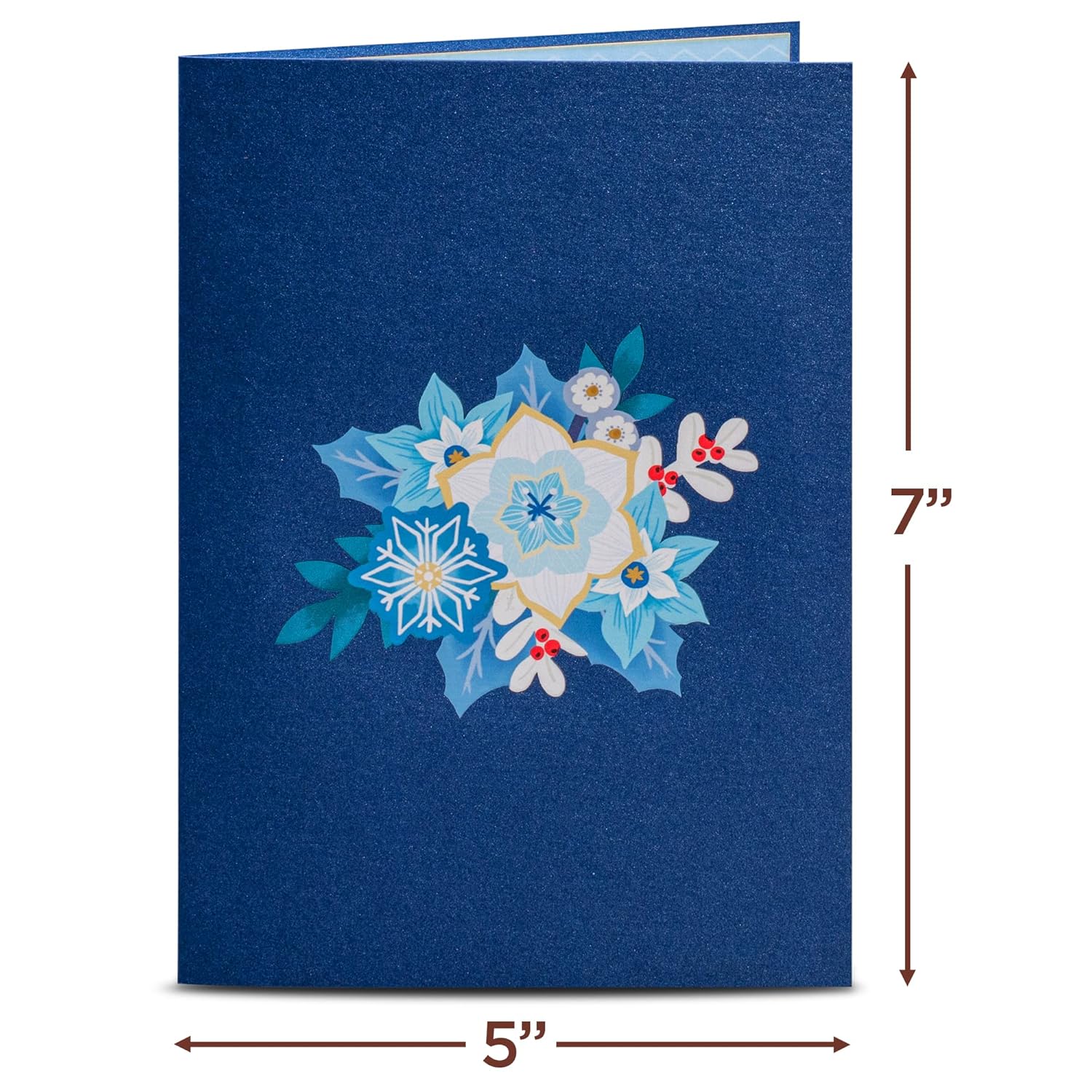 Winter Pop Up Card, 3D Magic Bouquet, Gift For Winter, Christmas Or Holidays Gift, 5" X 7" Cover - Includes Envelope And Note Tag
