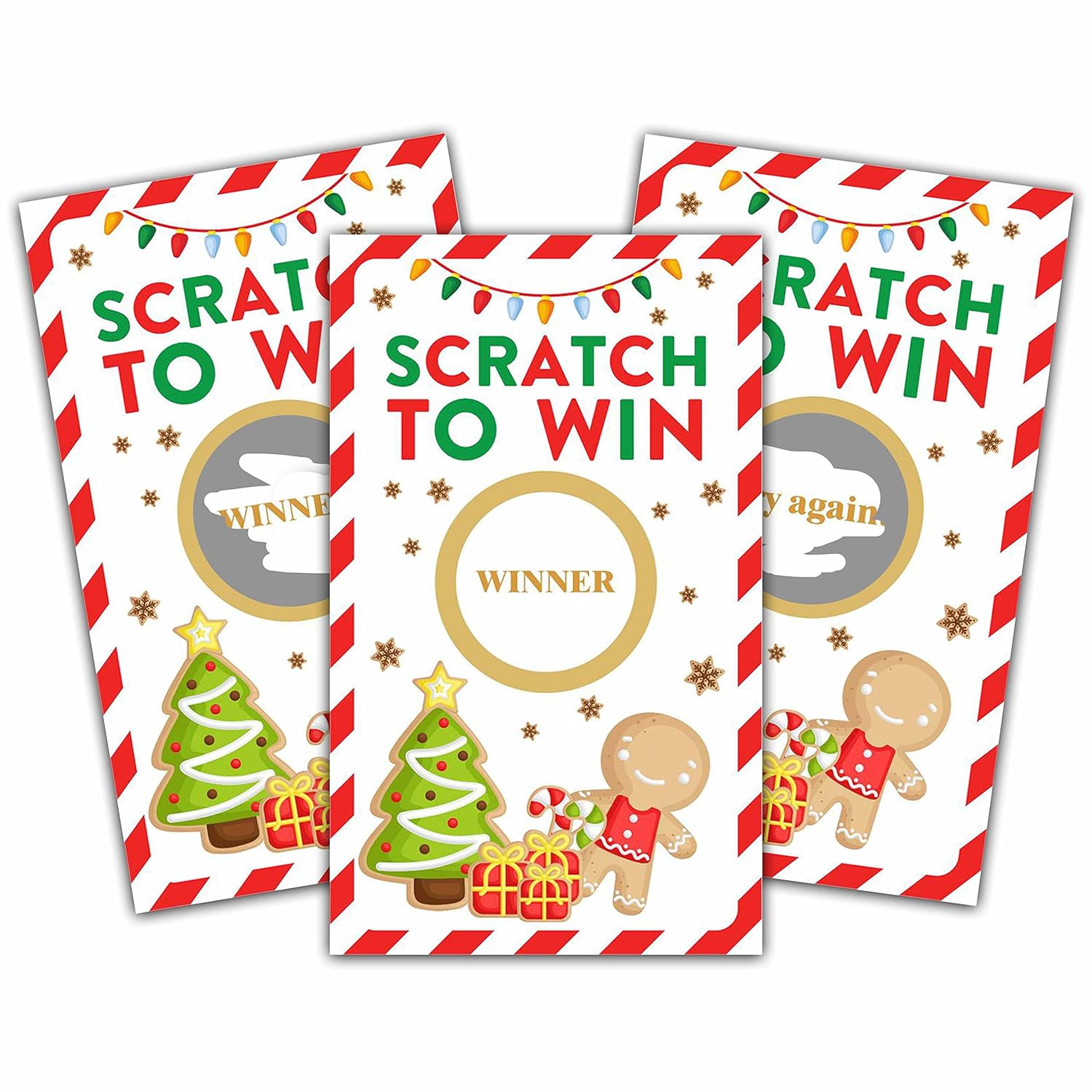 Christmas Scratch Off Game Cards - Xmas Party Scratch Games For Adults - Christmas Raffle Tickets - Holiday/New Year Party Activities & Supplies Decorations - 50 Pack(07)