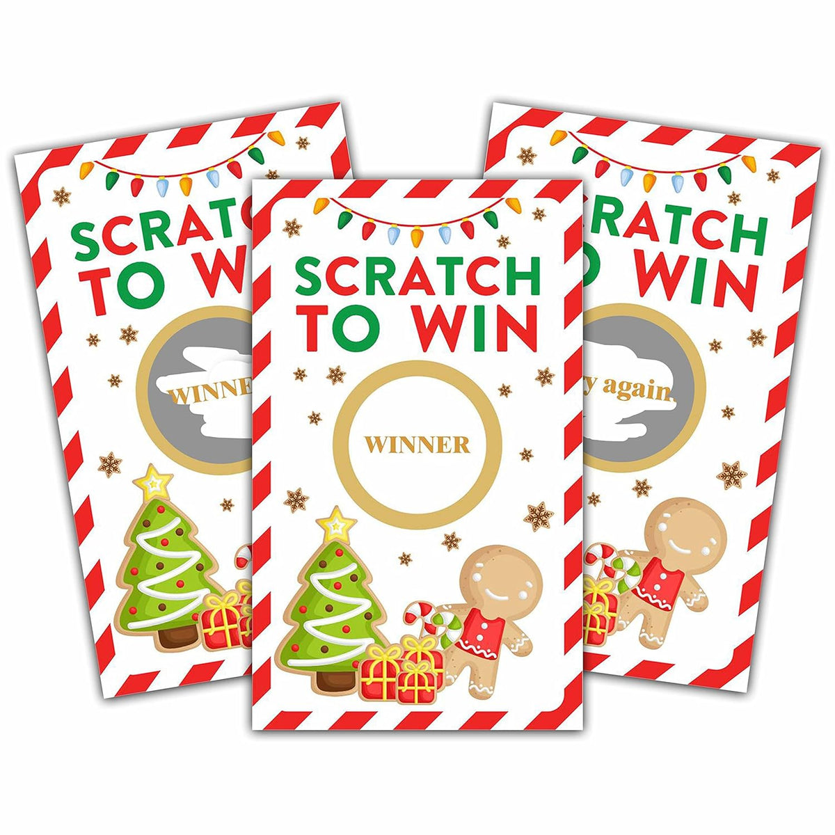 Christmas Scratch Off Game Cards - Xmas Party Scratch Games For Adults - Christmas Raffle Tickets - Holiday/New Year Party Activities & Supplies Decorations - 50 Pack(07)