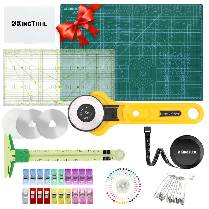 Rotary Cutter Set- 45Mm Cutter Kit With A3 Cutting Mat, 3 Replacement Blades,